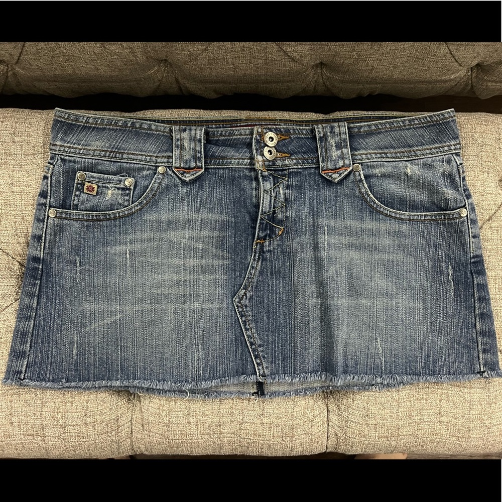 Y2K Vintage Paris Blues Mini  Skirt Sz 11 Denim Jean